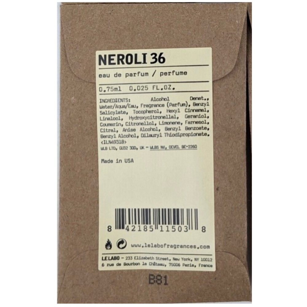Le LABO Neroli 36 Travel Mini NEW SEALED